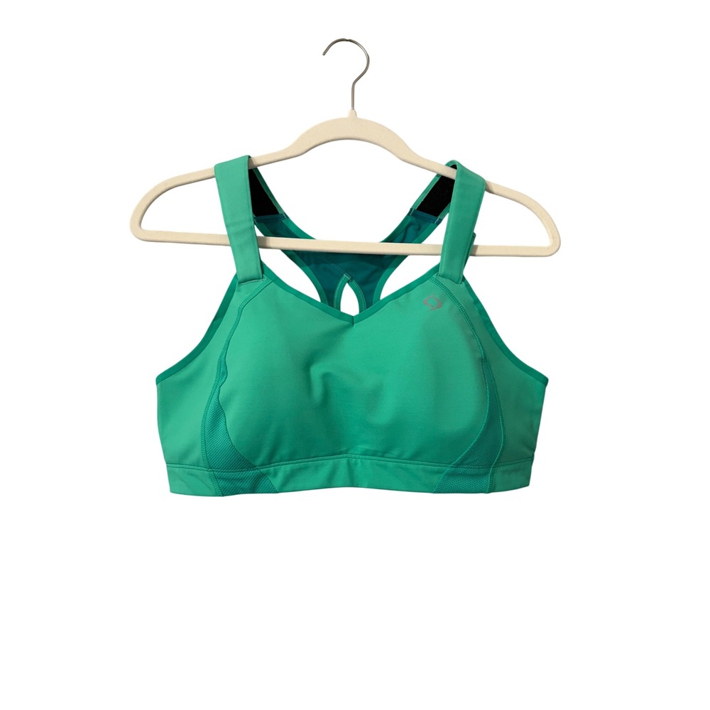 Moving Comfort Juno Sports Bra Green Teal High Impact Racerback Womens 40C